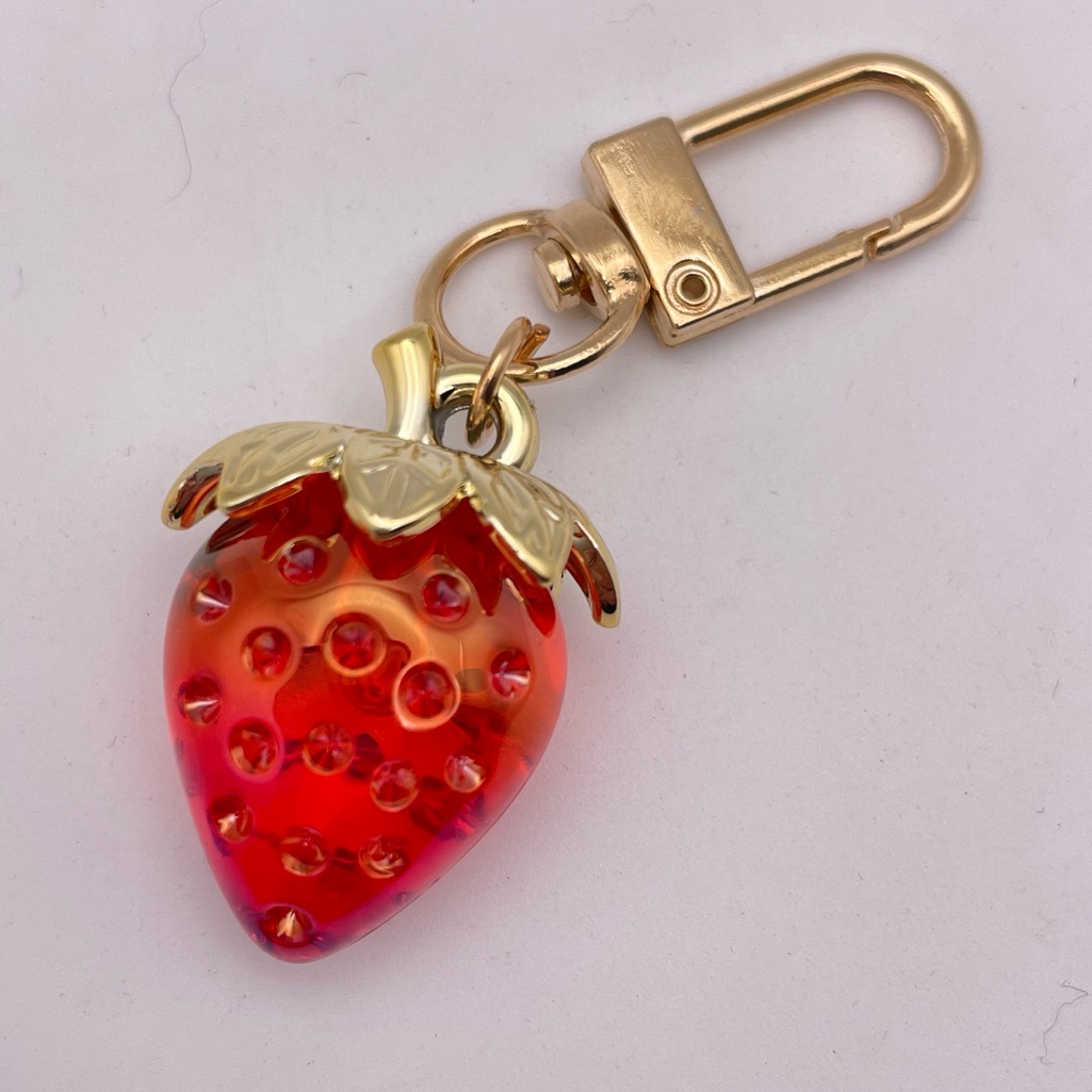 Jeweled Strawberry  Bag Charm  Keychain  Red Brand New